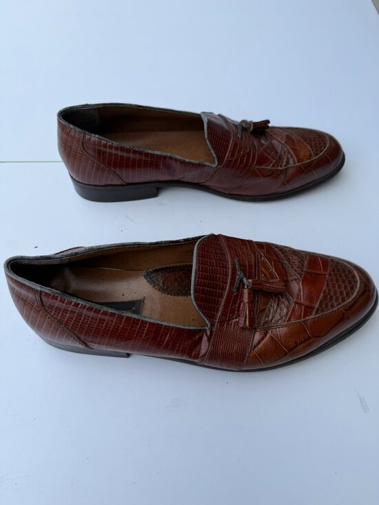 Stacy Adams 23121‑03 Genuine Snake Dress Shoes – Size 13W – Light Brown main image 5